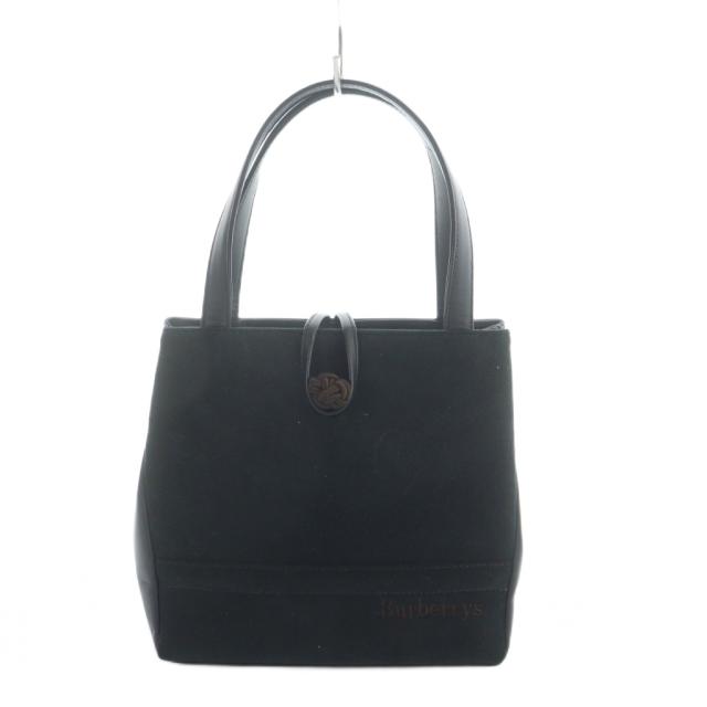 【中古】バーバリーズ Burberrys ハンドバッグ ミニトート スエード ロゴ 黒 ブラック ■GY18 /MQ レディース