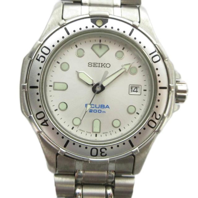 【中古】セイコー SEIKO 7N35-6000 SCUBA スキューバ 200M 腕時計 ダイバーズ ウォッチ クォーツ 白文字盤 デイト