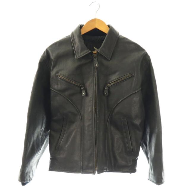 【中古】エドウィン EDWIN MOTORCYCLE RIDER ライダース ジャケット レザー M ブラック /HK ■GY18 メンズ