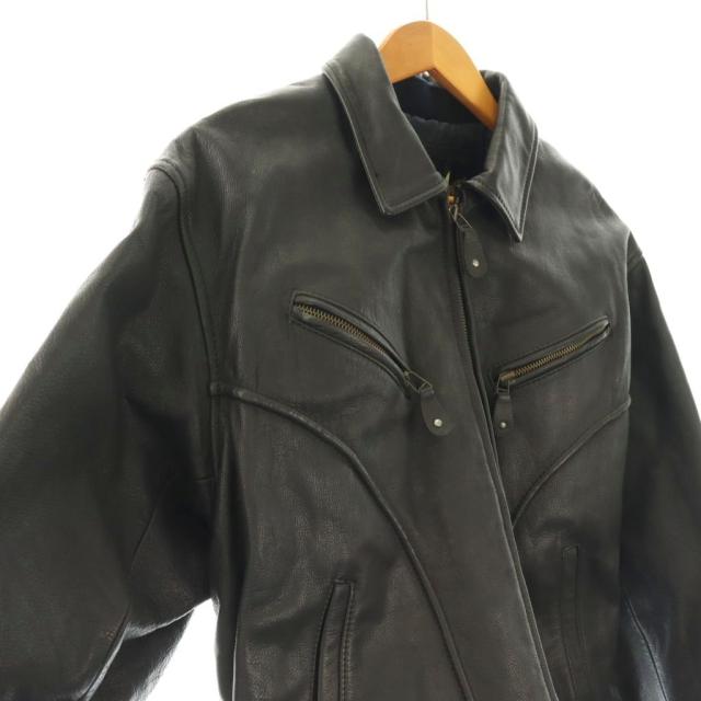 【中古】エドウィン EDWIN MOTORCYCLE RIDER ライダース ジャケット レザー M ブラック /HK ■GY18 メンズ_2