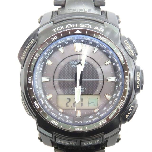 【中古】カシオ CASIO PRW-5100YT プロトレック 腕時計 ウォッチ ソーラー アナデジ ロゴ 黒 ブラック ■GY18 /MQ