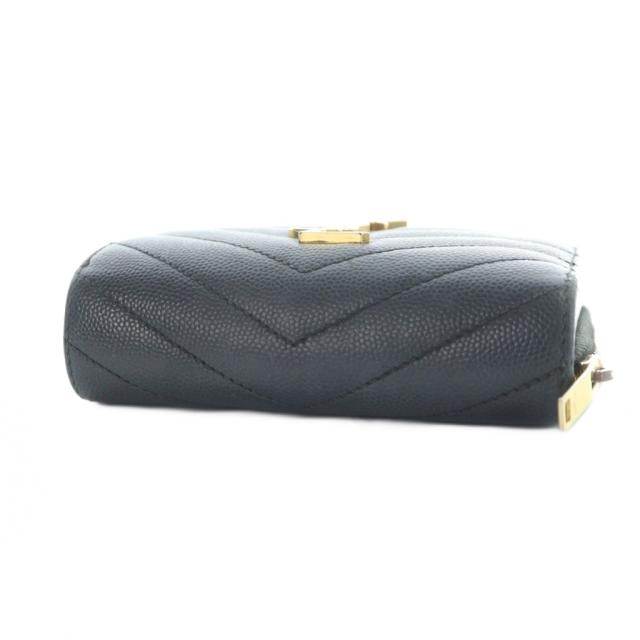 【中古】イヴサンローラン モノグラム コンパクトジップ アラウンド ウォレット 二つ折り財布 レザー カサンドラ 黒_3