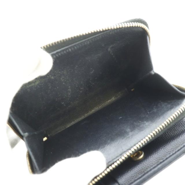 【中古】イヴサンローラン モノグラム コンパクトジップ アラウンド ウォレット 二つ折り財布 レザー カサンドラ 黒_6