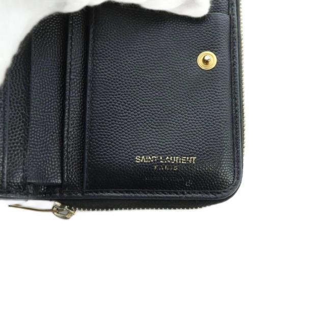 【中古】イヴサンローラン モノグラム コンパクトジップ アラウンド ウォレット 二つ折り財布 レザー カサンドラ 黒_7