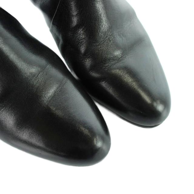 【中古】サルヴァトーレフェラガモ Salvatore Ferragamo ロングブーツ ロゴ レザー チャンキーヒール 4.5 黒_3