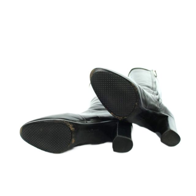 【中古】サルヴァトーレフェラガモ Salvatore Ferragamo ロングブーツ ロゴ レザー チャンキーヒール 4.5 黒_4