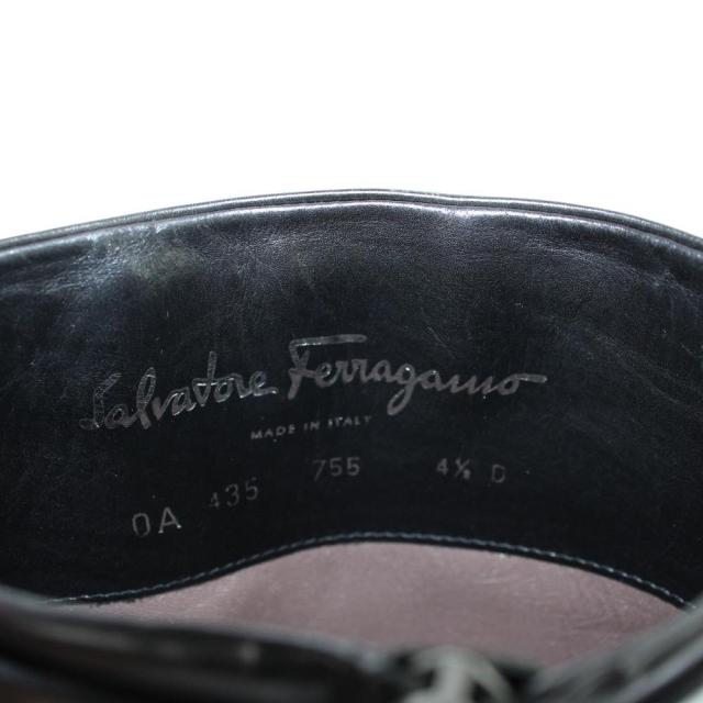 【中古】サルヴァトーレフェラガモ Salvatore Ferragamo ロングブーツ ロゴ レザー チャンキーヒール 4.5 黒_5