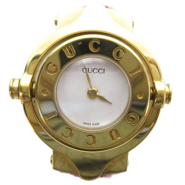 【中古】グッチ GUCCI 6600L 腕時計 ウォッチ ターンフェイス ケースのみ クォーツ 白文字盤 ゴールド色 ■GY18 /MQ