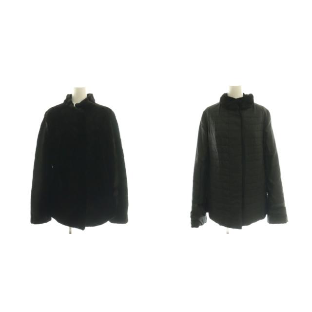 【中古】リバーシブルジャケット シェアードミンク 黒 ブラック /RR ■GY11 レディース
