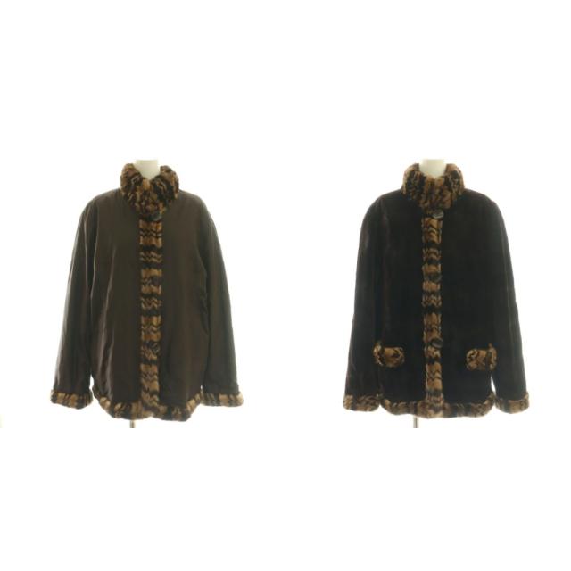 【中古】ファーコート ミンクファー シェアードミンク リバーシブル F 茶 ブラウン /RR ■GY11 レディース