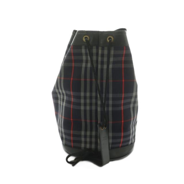 【中古】バーバリーズ Burberrys 巾着ショルダーバッグ チェック柄 紺 黒 赤 /MI ■GY18 レディース_1