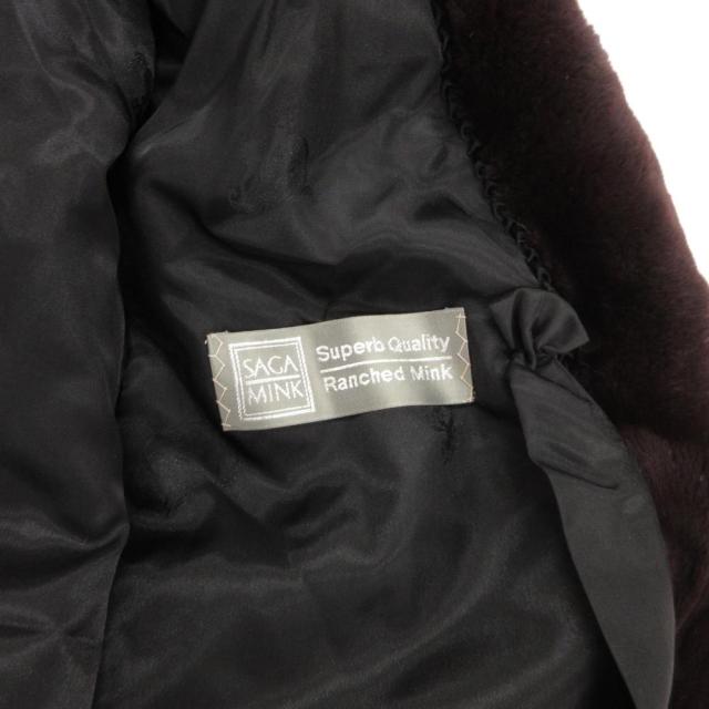 【中古】サガミンク SAGA MINK 銀サガ ケープコート ポンチョ シェアードミンク リアルファー F 赤 ワインレッド_4