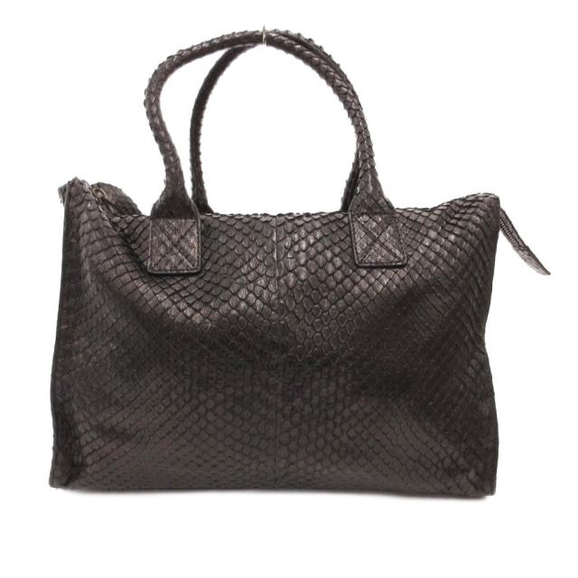 【中古】INTRIGUE ボストンバッグ トート パイソンレザー 黒 ブラック /JS ■GY11 レディース