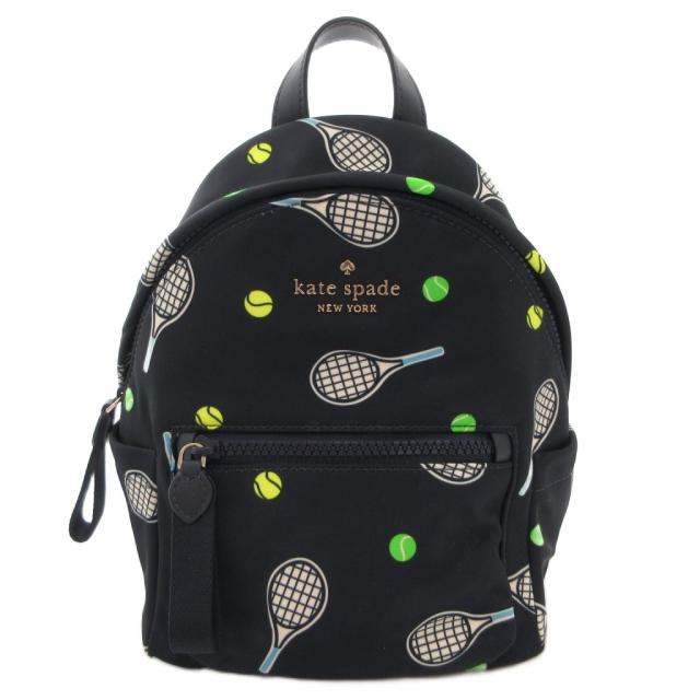 【中古】ケイトスペード KATE SPADE チェルシー リュックサック デイバッグ 総柄 ロゴ 紺 ネイビー /FF