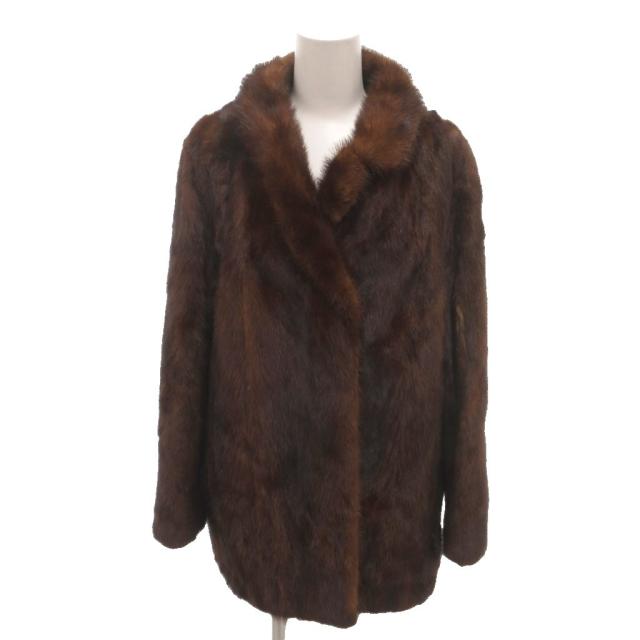 【中古】サガミンク SAGA MINK 銀サガ リアルファーコート ミンク 毛皮 ハーフ丈 15 茶 ブラウン /YJ ■GY13