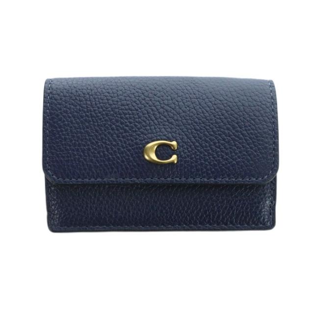 【中古】コーチ COACH トライフォールド CM437 三つ折り財布 ウォレット レザー Cロゴ 紺 ネイビー ■GY18 /MQ