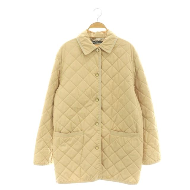 【中古】サルヴァトーレフェラガモ Salvatore Ferragamo キルティングコート 花柄 ロゴ 刻印 M ベージュ /SS ■OS