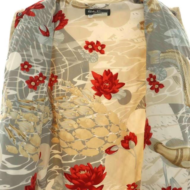 【中古】サルヴァトーレフェラガモ Salvatore Ferragamo キルティングコート 花柄 ロゴ 刻印 M ベージュ /SS ■OS_2