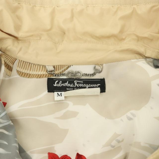 【中古】サルヴァトーレフェラガモ Salvatore Ferragamo キルティングコート 花柄 ロゴ 刻印 M ベージュ /SS ■OS_6