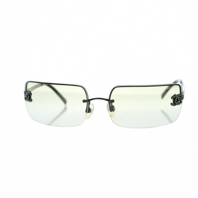 【中古】シャネル CHANEL 4104-B サングラス 眼鏡 めがね ココマーク スクエア ハーフリム 62□15-120 黒 ブラック