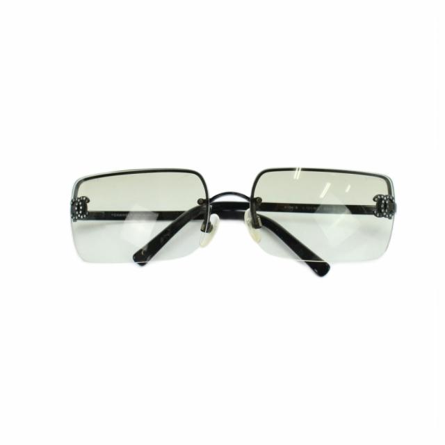 【中古】シャネル CHANEL 4104-B サングラス 眼鏡 めがね ココマーク スクエア ハーフリム 62□15-120 黒 ブラック_3
