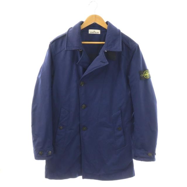 【中古】ストーンアイランド STONE ISLAND DAVID-TC 撥水加工コート ミドル丈 ワンカラー ロゴ L 紺 ネイビー