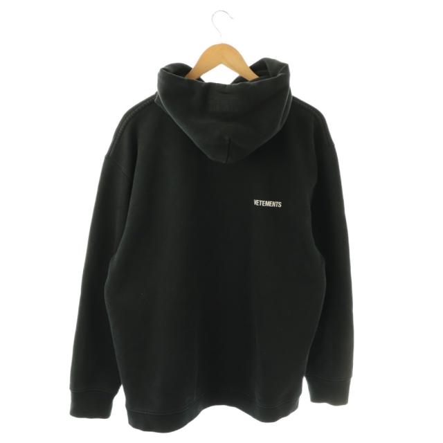 【中古】VETEMENTS 20SS OVERSIZED LOGO HOODIE パーカー スウェット プルオーバー ゴ M ブラック 黒_1