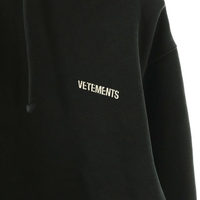 【中古】VETEMENTS 20SS OVERSIZED LOGO HOODIE パーカー スウェット プルオーバー ゴ M ブラック 黒_3