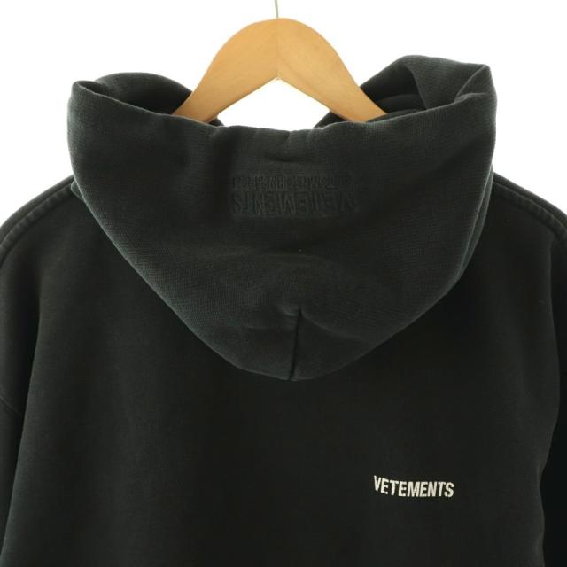 【中古】VETEMENTS 20SS OVERSIZED LOGO HOODIE パーカー スウェット プルオーバー ゴ M ブラック 黒_5