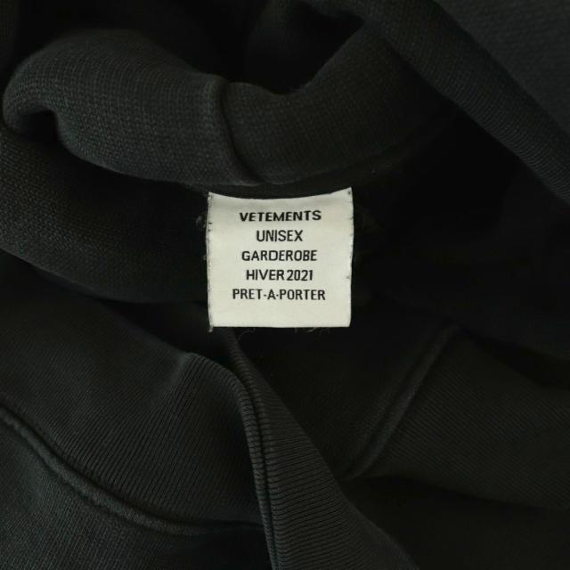 【中古】VETEMENTS 20SS OVERSIZED LOGO HOODIE パーカー スウェット プルオーバー ゴ M ブラック 黒_6