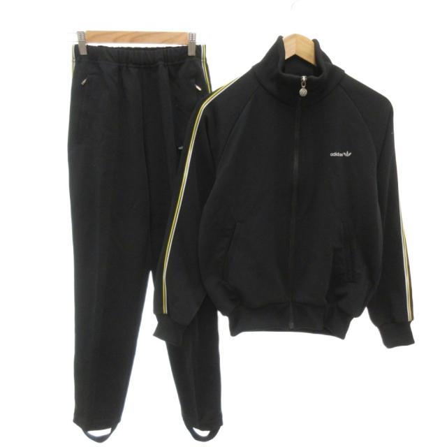 【中古】adidas originals ヴィンテージ デサント製 セットアップ トラックジャケット パンツ ロゴ M 黒 ブラック