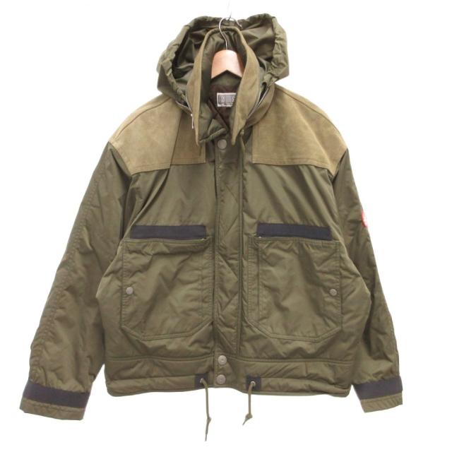 【中古】シーイー C.E CES26JK09 Leather Shoulder Bomber Jacket ボンバージャケット 中綿 レザーパッチ L カーキ