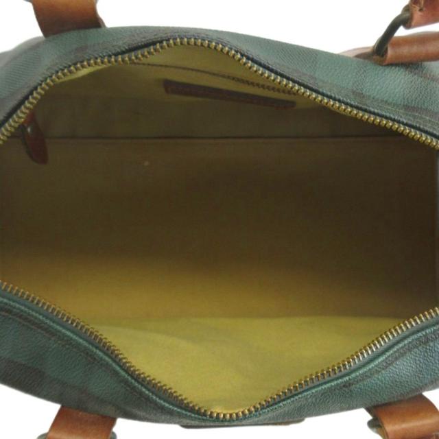 【中古】POLO RALPH LAUREN ミニボストンバッグ ハンドバッグ PVC レザー ブラックウォッチ ロゴプレート 緑 紺_2