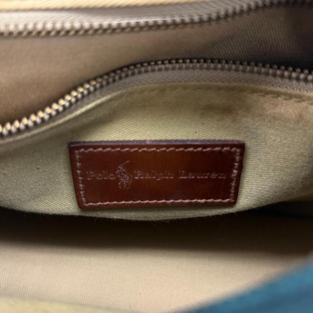 【中古】POLO RALPH LAUREN ミニボストンバッグ ハンドバッグ PVC レザー ブラックウォッチ ロゴプレート 緑 紺_3