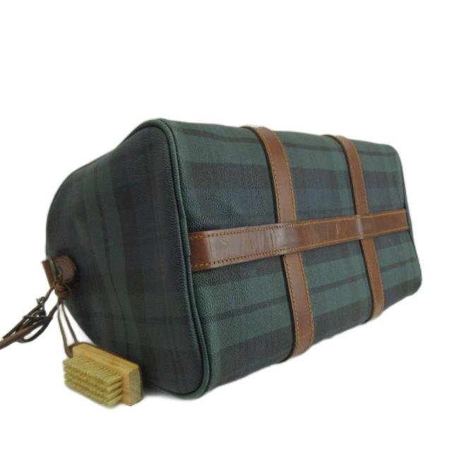 【中古】POLO RALPH LAUREN ミニボストンバッグ ハンドバッグ PVC レザー ブラックウォッチ ロゴプレート 緑 紺_5