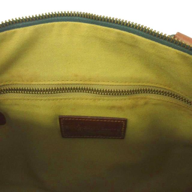 【中古】POLO RALPH LAUREN ミニボストンバッグ ハンドバッグ PVC レザー ブラックウォッチ ロゴプレート 緑 紺_7