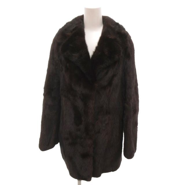 【中古】H&I Fur Inc リアルファーコート ミンク 毛皮 ハーフ丈 ダークブラウン /YJ ■GY18 レディース