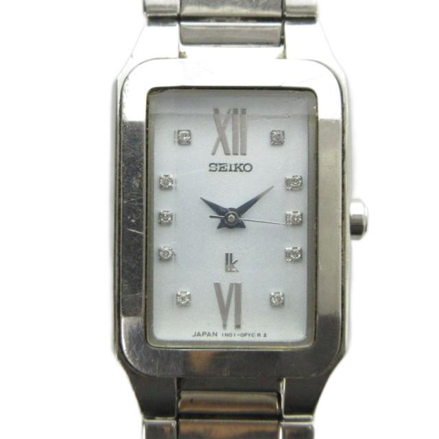 【中古】セイコー SEIKO ルキア 1N01-0BY0 腕時計 ウォッチ クォーツ スクエア ローマン 10Pダイヤ シルバー色