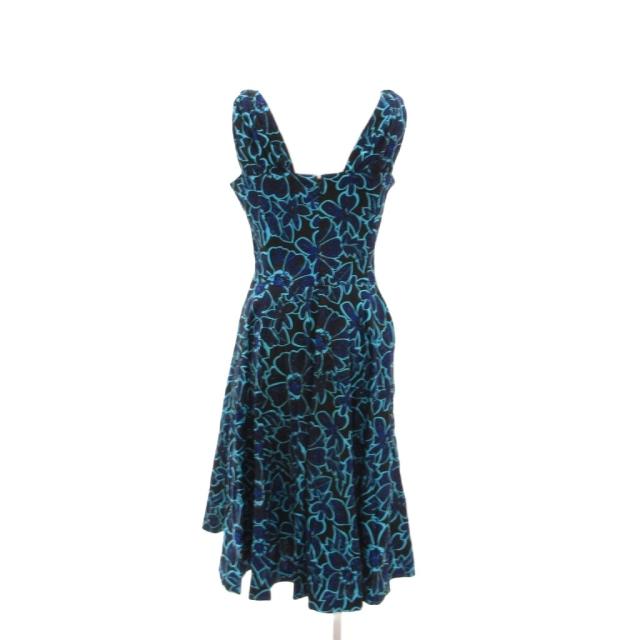 【中古】イヴサンローラン YVES SAINT LAURENT ノースリーブワンピース ミモレ ロング 花柄 総柄 M 青 ブルー /JS_1