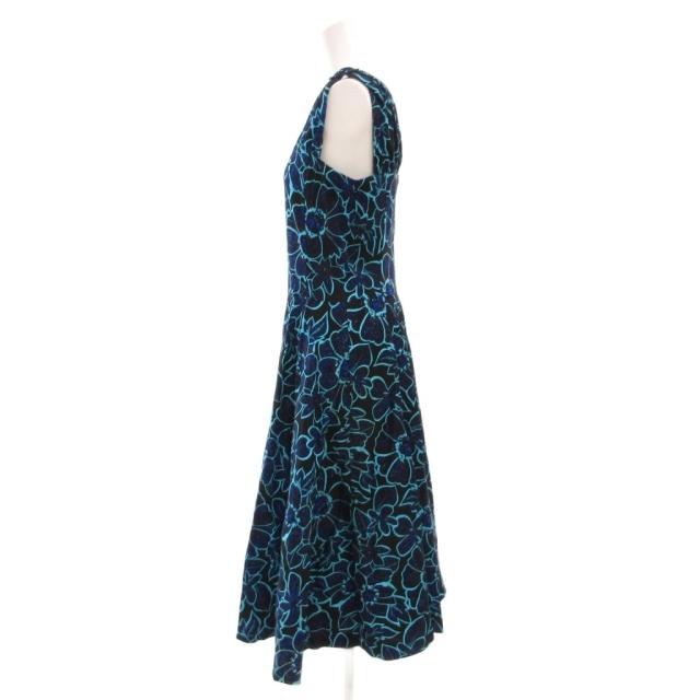 【中古】イヴサンローラン YVES SAINT LAURENT ノースリーブワンピース ミモレ ロング 花柄 総柄 M 青 ブルー /JS_2