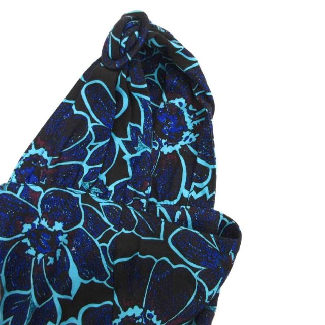 【中古】イヴサンローラン YVES SAINT LAURENT ノースリーブワンピース ミモレ ロング 花柄 総柄 M 青 ブルー /JS_3