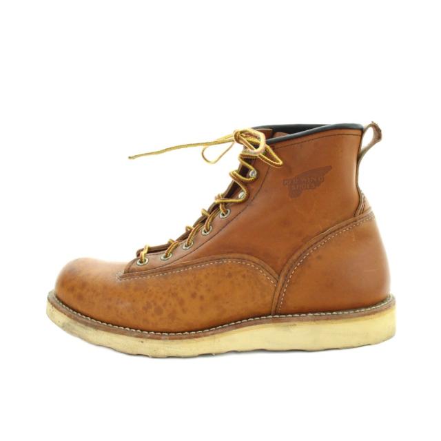【中古】レッドウィング REDWING 2904 ラインマンブーツ ショート レザー ロゴ US8 26cm 茶 ブラウン ■GY42 /MQ