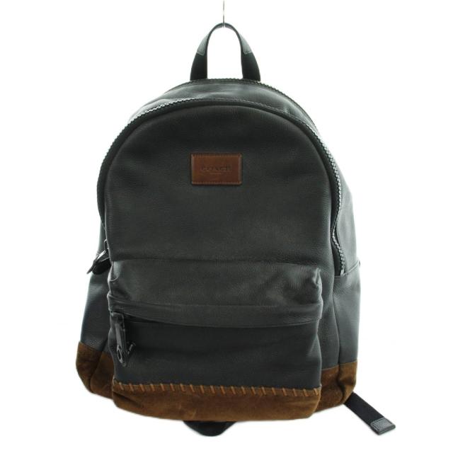 【中古】コーチ COACH 57757 リップアンドリペア リュックサック バックパック スウェードコンビ レザー ロゴ 黒
