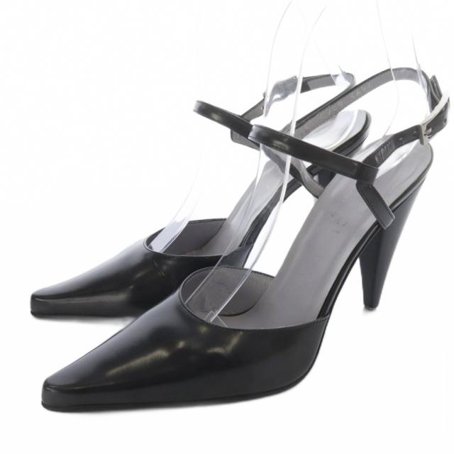 【中古】グッチ GUCCI パンプス レザー ストラップ ハイヒール 36.5 黒 ブラック /SR ■GY18 レディース