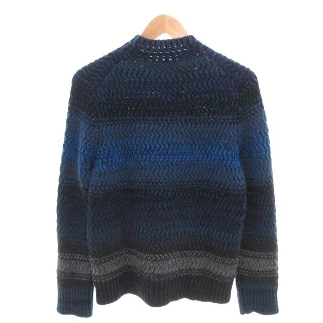【中古】CHLOE 美品 リブ編みセーター ストライプ ニット 長袖 カシミア100％ クルーネック グラデーション M 青