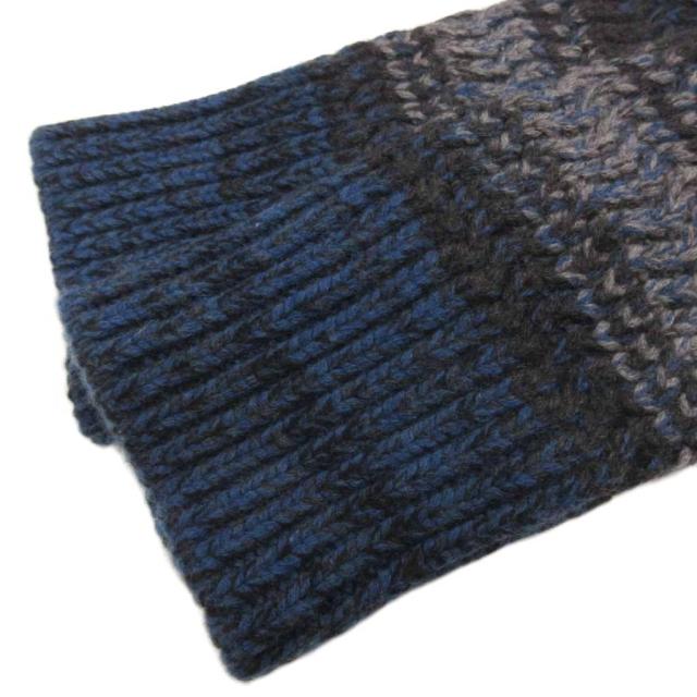 【中古】CHLOE 美品 リブ編みセーター ストライプ ニット 長袖 カシミア100％ クルーネック グラデーション M 青