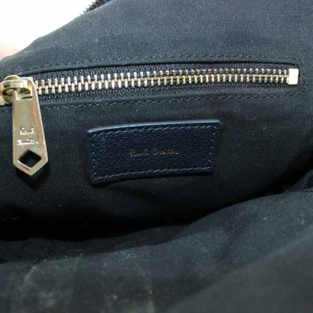 【中古】ポールスミス PAUL SMITH シグネチャージップストライプ ボディバッグ ショルダー 斜めがけ レザー ロゴ 紺_4