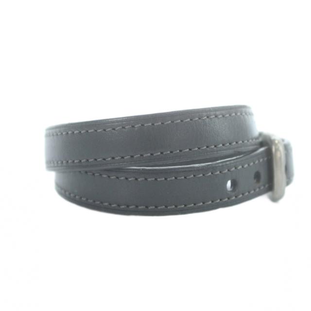 【中古】ロエベ LOEWE ブレスレット アクセサリー バングル レザー 2連 型押しロゴ グレー ■GY18 /MQ ■OH_2