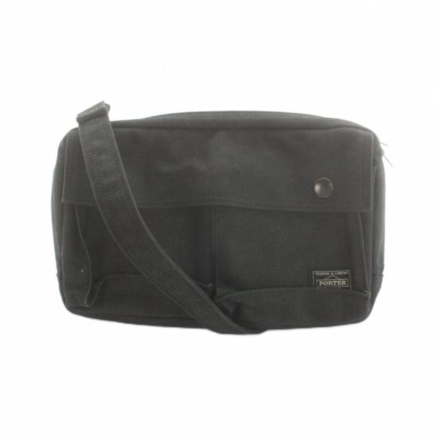 【中古】ポーター PORTER 吉田カバン ショルダーバッグ 斜めがけ デニム ロゴ 黒 ブラック ■GY18 /MQ メンズ