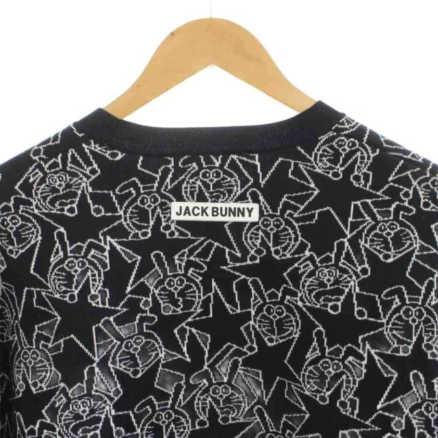 【中古】ジャック バニー Jack Bunny!! ニット セーター ウール ロゴ ドラえもん 4 黒 ブラック 総柄 長袖 /GP